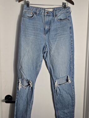 Topshop Light Blue Skinny Jeans with Knee Rips